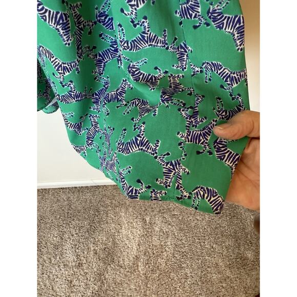 Lilly Pulitzer Winona Stretch Beautiful Dress Green Blue Zebras VNeck Statement - Picture 5 of 15